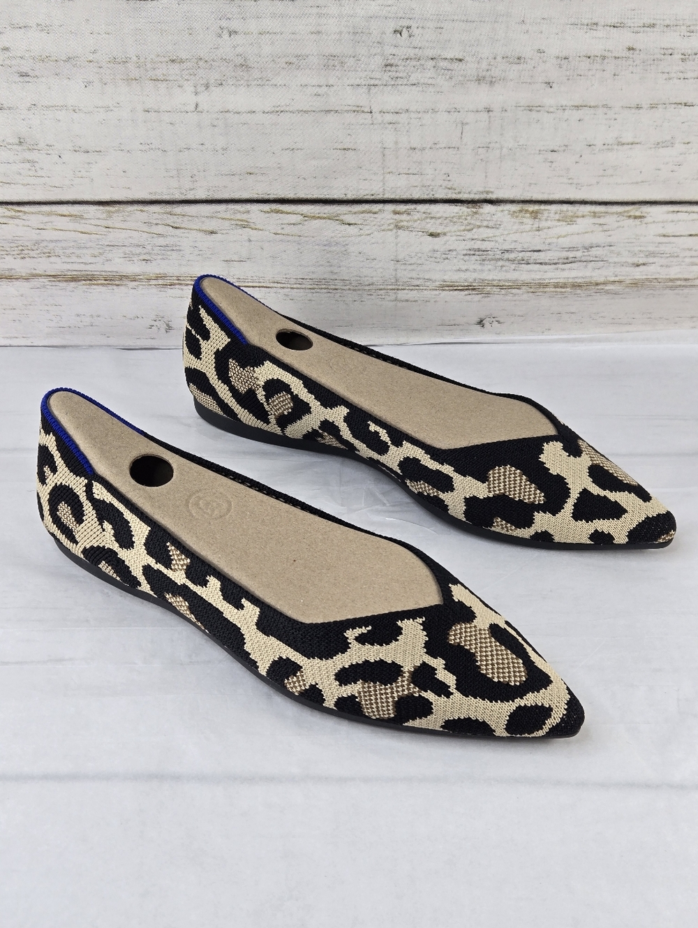 Rothy's Ballet Flats Pointed Toe Desert Cat Leopard Print Knit Women's Size 7